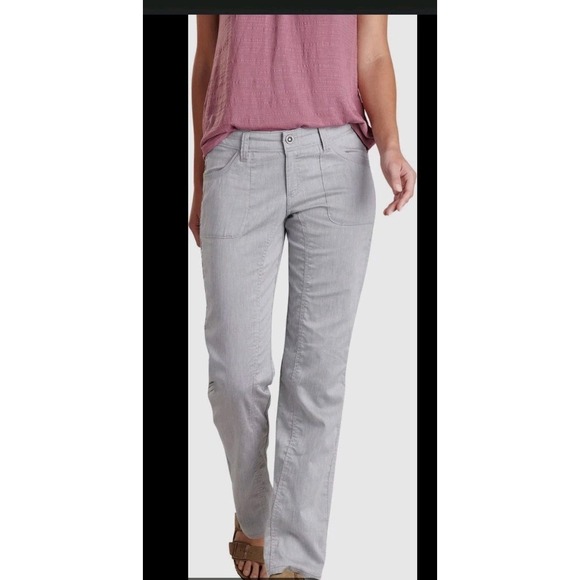 Kuhl Womens Cabo Pants Size 8 Reg Light Gray Linen Blend Hike Gorpcore Outdoorsy - Picture 3 of 9